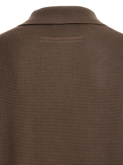 Shop Zegna Knitted  Shirt Polo Green