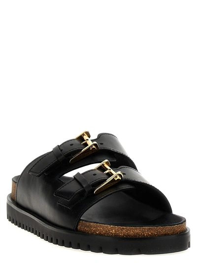 Shop Versace Leather Sandals Black