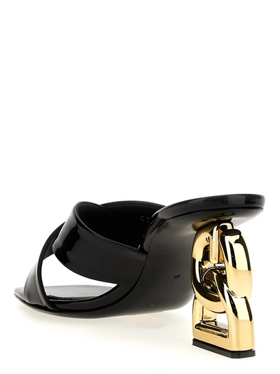 Shop Dolce & Gabbana Logo Heel Mules Sandals Black