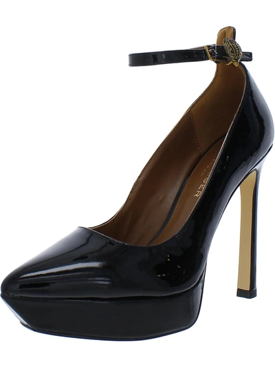 Shop Kurt Geiger Shoreditch Court Womens Leather Ankle Strap Platform Sandals In Black