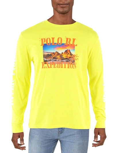 Shop Polo Ralph Lauren Mens Cotton Crewneck Graphic T-shirt In Yellow
