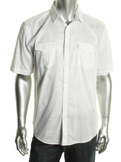 Shop Alfani Mens Woven Regular Fit Casual Shirt In White