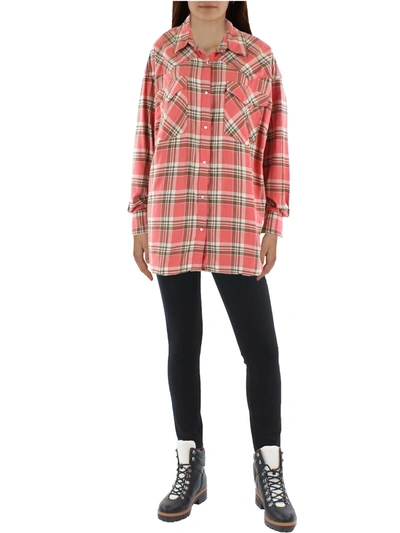 Shop Levi's Plus Womens Cotton Western Button-down Top In Red