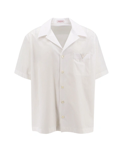 Shop Valentino Cotton Shirt With Frontal V Detail