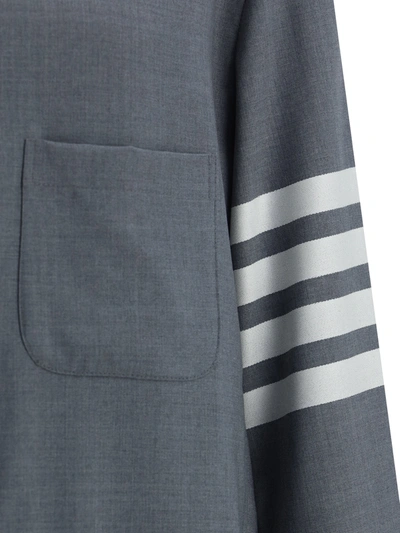 Shop Thom Browne Snap Front Shirt Jacket In Engineered 4
