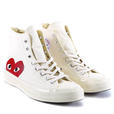 Shop Comme Des Garçon Play Canvas  Sneakers With Iconic Heart Print