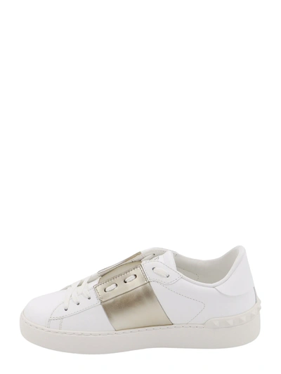Shop Valentino Leather Sneakers With Metallized Band