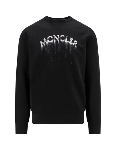 Shop Moncler Cotton Sweatshirt With Frontal Logo
