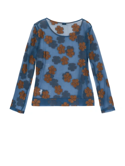 Shop Dries Van Noten Viscose Blend Top With Floral Embroidery