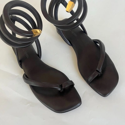 Pre-owned Bottega Veneta Brown Spiral Flat Sandals, 37.5