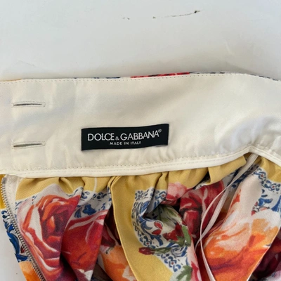 Pre-owned Dolce & Gabbana Silk Floral Print Skirt