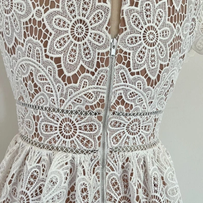 SELF-PORTRAIT Pre-owned Floral Guipure Lace Mini Dress White