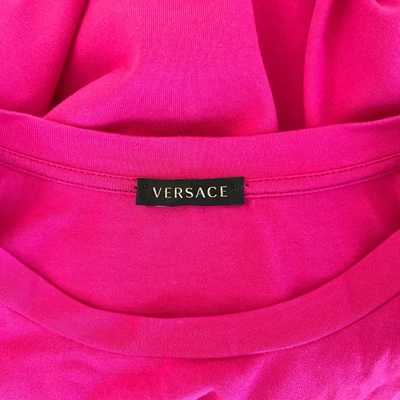 Pre-owned Versace Hot Pink Embroidered T Shirt