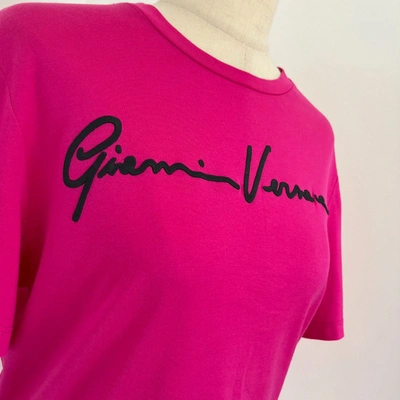 Pre-owned Versace Hot Pink Embroidered T Shirt