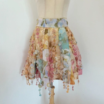 Pre-owned Zimmermann Floral Print Silk Blend Mini Skirt