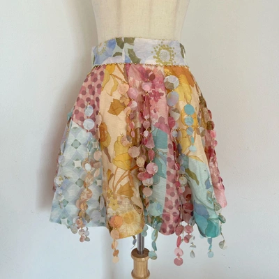 Pre-owned Zimmermann Floral Print Silk Blend Mini Skirt