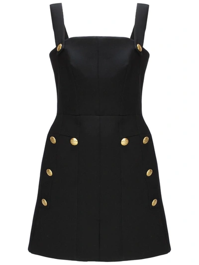 Alexander Mcqueen Military Button-embossed Minidress In Black