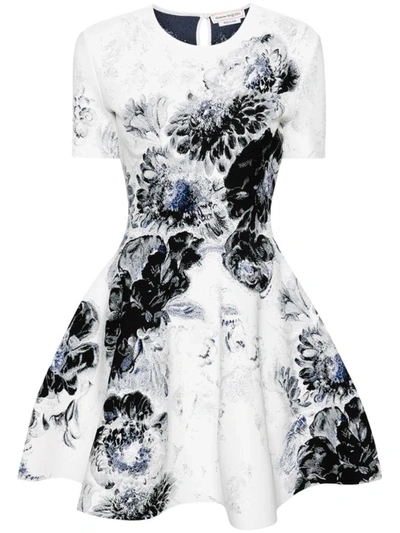 Shop Alexander Mcqueen Dresses In White/black/blue