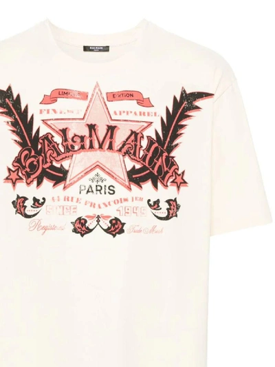 Shop Balmain T-shirts And Polos In Creme/multico