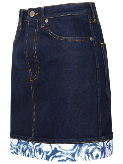 Shop Burberry Indigo Blue Cotton Miniskirt