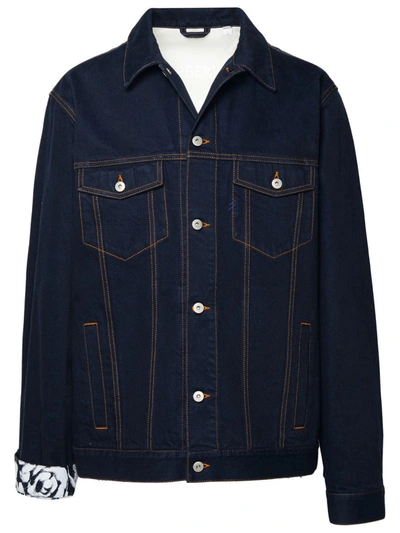 Shop Burberry Indigo Blue Cotton Jacket
