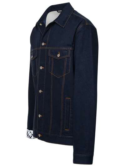 Shop Burberry Indigo Blue Cotton Jacket