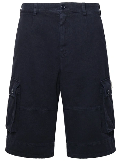 Shop Dolce & Gabbana Blue Cotton Cargo Bermuda Shorts In Navy