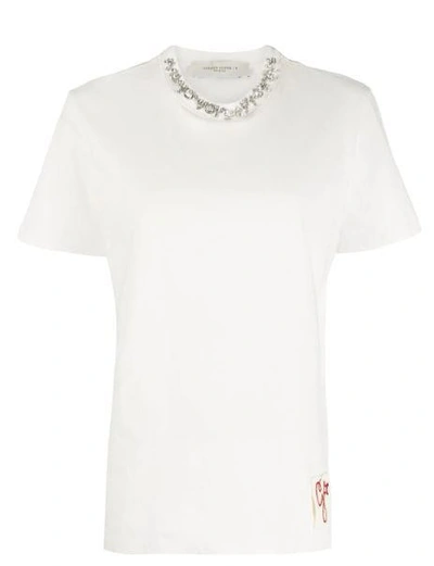 Shop Golden Goose Rhinestone-embellished Cotton T-shirt In White