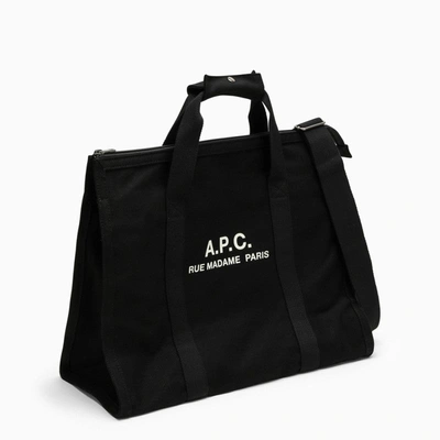 Shop Apc A.p.c. Black Cotton Shopping Bag With Logo Men