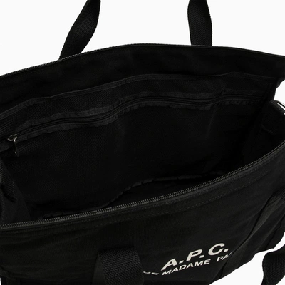 Shop Apc A.p.c. Black Cotton Shopping Bag With Logo Men