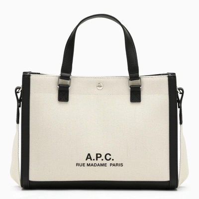 Shop Apc A.p.c. Camille 2.0 White/black Cotton And Linen Tote Shopper Bag Women