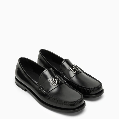 Shop Dolce & Gabbana Dolce&gabbana Black Leather Loafer With Logo Men