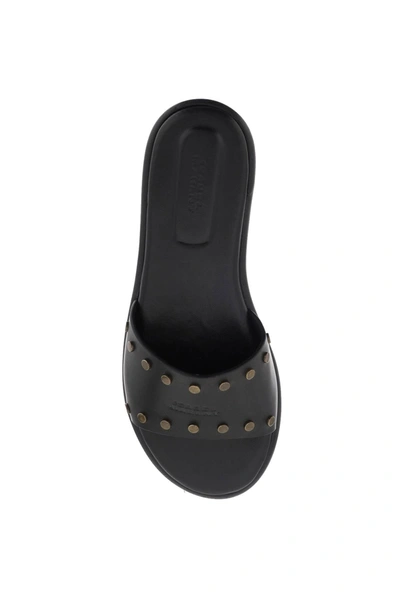 Shop Isabel Marant Leather Vikee Slides Women In Black