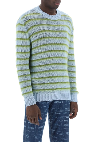 Shop Marni Sweater In Striped Cotton And Mohair Men In Multicolor