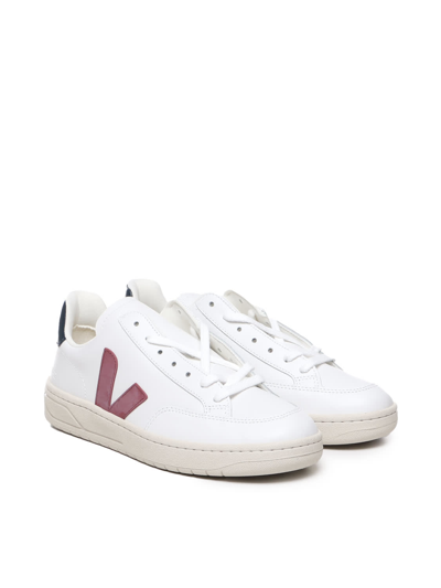 Shop Veja V-12 Sneakers With Inserts In White, Red