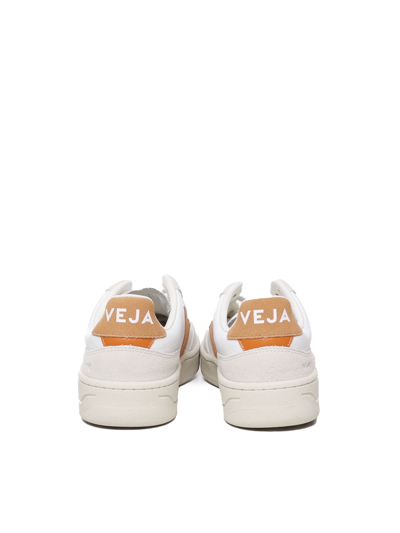 Shop Veja V-90 Low Sneakers In White, Orange