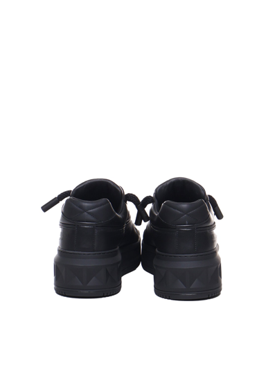 Shop Valentino One Stud Xl Sneakers In Calfskin In Black