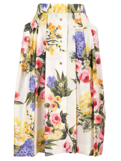 Shop Dolce & Gabbana Garden Print Full Skirt In Multicolor