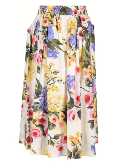 Shop Dolce & Gabbana Garden Print Full Skirt In Multicolor