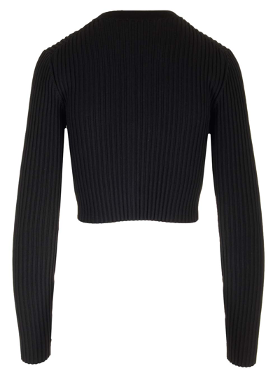 Dolce & Gabbana Ribbed Crop Button-front Cardigan In Black