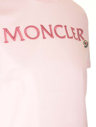 Shop Moncler Signature T- Shirt In Rose