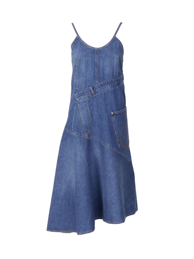 Shop Jw Anderson Denim Dress With Twisted Design In Blue