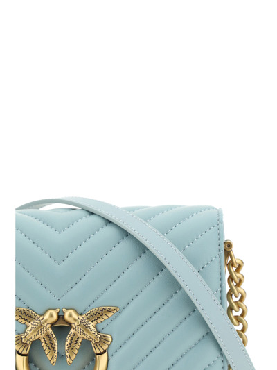 Shop Pinko Love Click Mini Shoulder Bag In Bruma Grigio-antique Gold