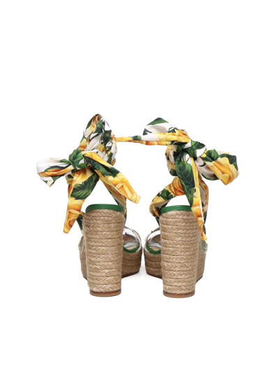 Shop Dolce & Gabbana Espadrilles With Floral Print In Yellow