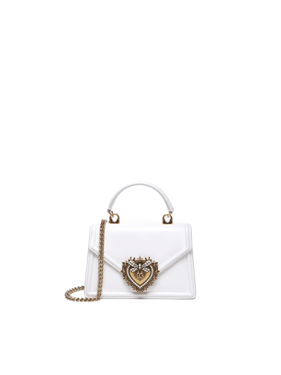 Shop Dolce & Gabbana Devotion Bag Small In Smooth Calfskin In White