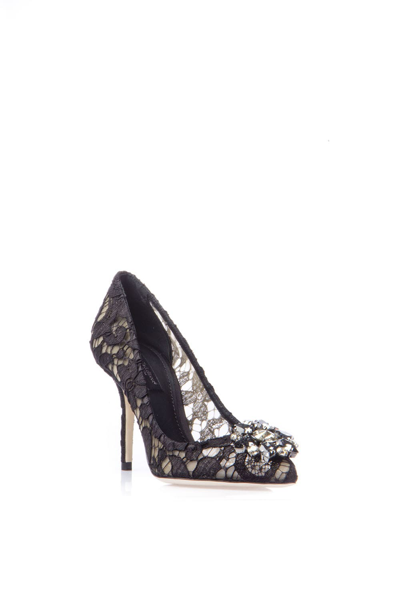 Shop Dolce & Gabbana Rainbow Lace Pumps With Broche In Black