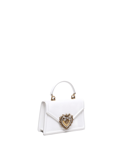 Shop Dolce & Gabbana Devotion Bag Small In Smooth Calfskin In White