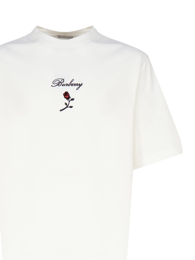 Shop Burberry Cotton T-shirt With Pink And Logo In Rain