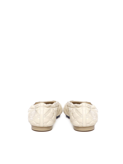 Shop Burberry Sadler Leather Ballet Shoes In Clay