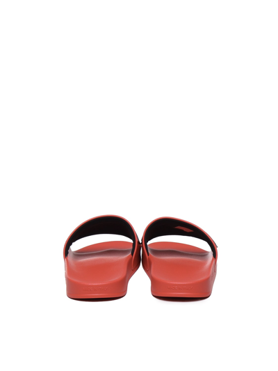 Shop Hugo Boss Sandals Slides With Logo Application In Red